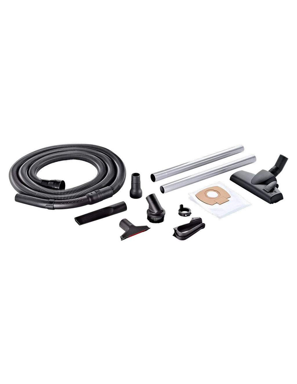 Accesorios incluidos con la aspiradora Flex VC 21 L MC: manguera, tubos, toberas, cepillo y bolsa de filtro