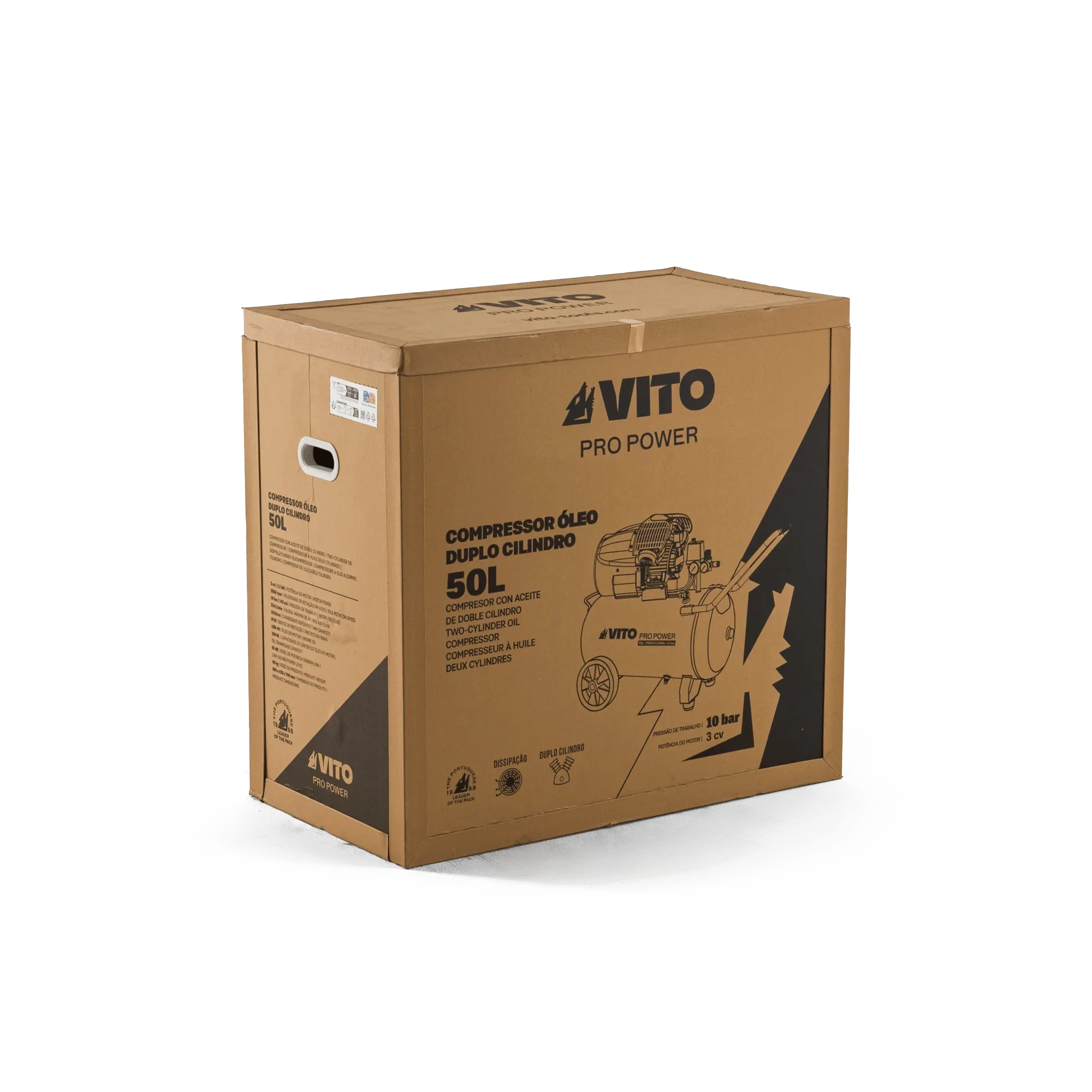 Embalaje del compresor con aceite de doble cilindro Vito de 50 litros