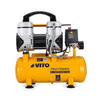 Compresor silencioso Vito Pro Power de 8 litros y 1,5 CV, vista frontal