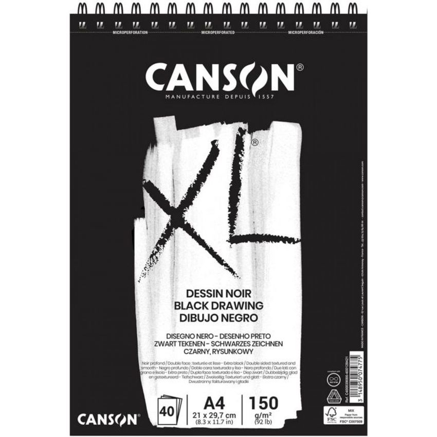 Bloc Canson XL Dessin Noir 40H A4