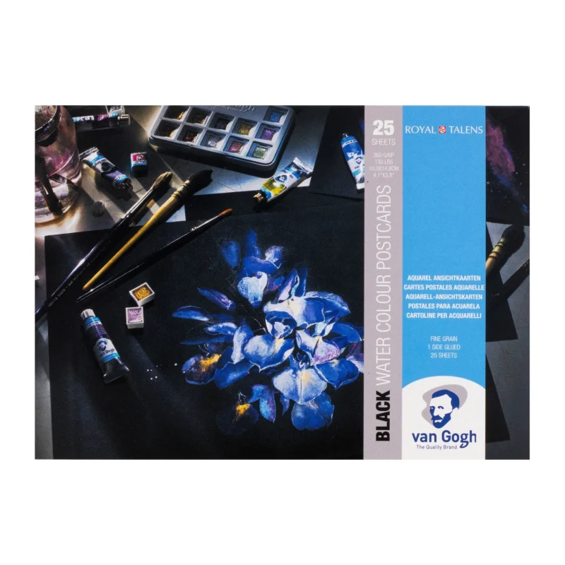 Bloc Papel Negro Acuarela Postal Van Gogh 10.5X14.8CM 360G