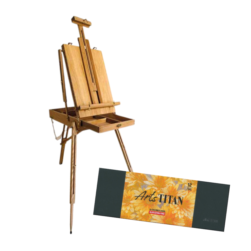 Pack Caballete pintor con caja Hx3 + Set Óleos Extrafinos Titan 20ml