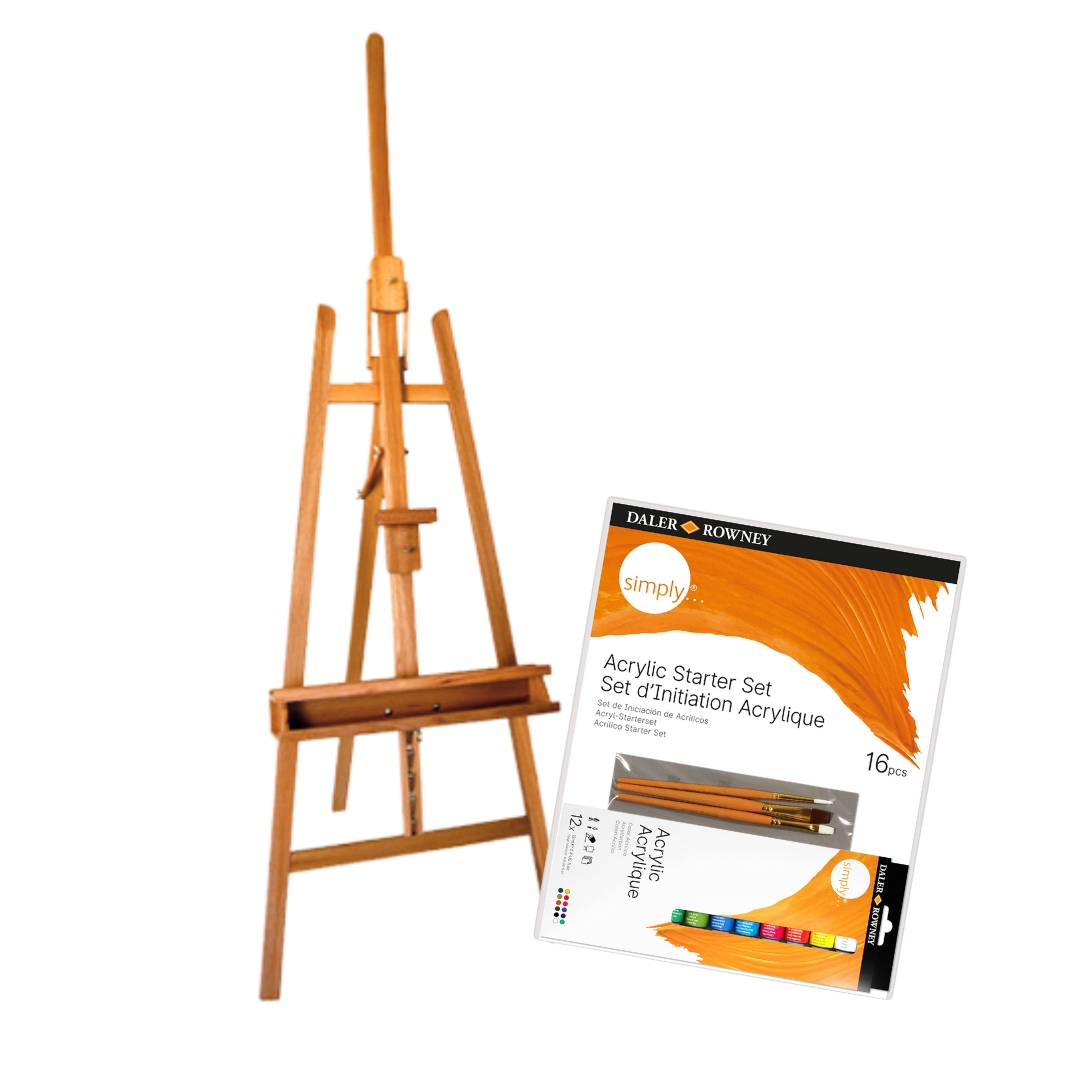 Pack Caballete pintor W09 + Daler Rowney Set Iniciación Acrílico