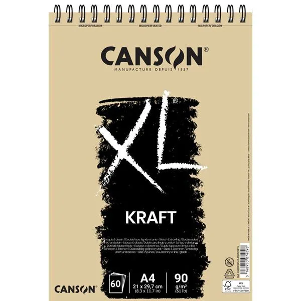 Bloc Canson XL Kraft 60H A4 90G